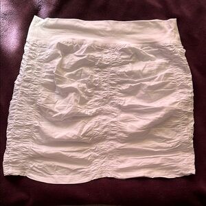 White Bubble Mini Skirt with Ruched Design
